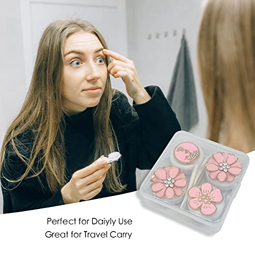 Folaxshoo Stylish Contact Lens Case with Mirror and Remover Tool Portable Con...