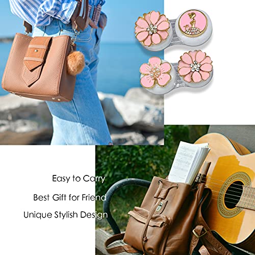 Folaxshoo Stylish Contact Lens Case with Mirror and Remover Tool Portable Con...