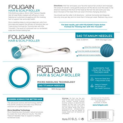 Foligain Hair & Scalp Derma Micro-Needling Roller, Hair Loss Treatment