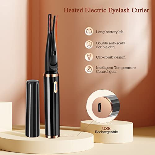 2 in 1 Heated Eyelash Curlers Kit, Electric Lash Curler with Eyelash Separato...