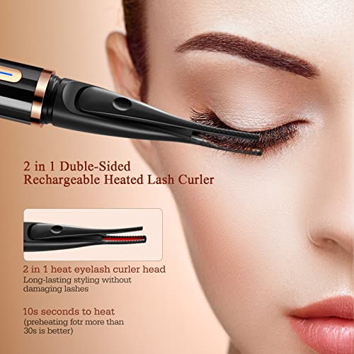 2 in 1 Heated Eyelash Curlers Kit, Electric Lash Curler with Eyelash Separato...