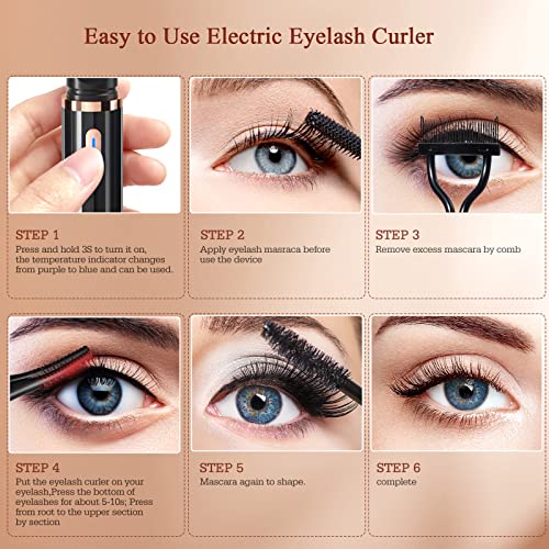 2 in 1 Heated Eyelash Curlers Kit, Electric Lash Curler with Eyelash Separato...