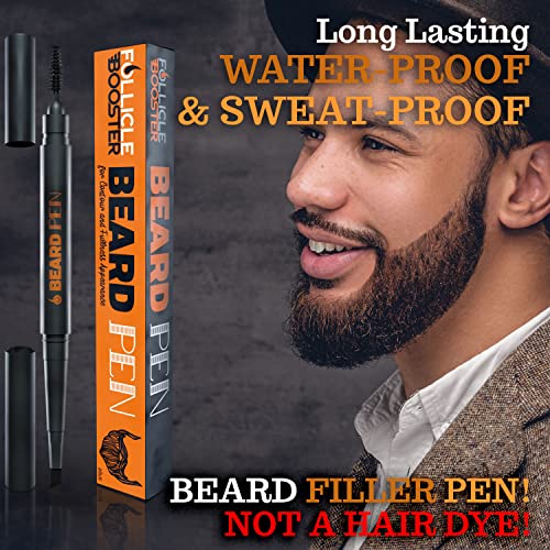 Beard Pencil Filler - Black - Barber Styling Pen with Brush - Waterproof Proo...