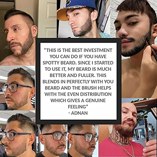 Beard Pencil Filler - Medium Black - Barber Styling Pen with Brush - Waterpro...