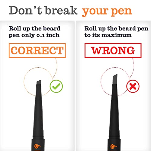 Beard Pencil Filler - Medium Black - Barber Styling Pen with Brush - Waterpro...