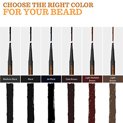 Beard Pencil Filler - Medium Black - Barber Styling Pen with Brush - Waterpro...