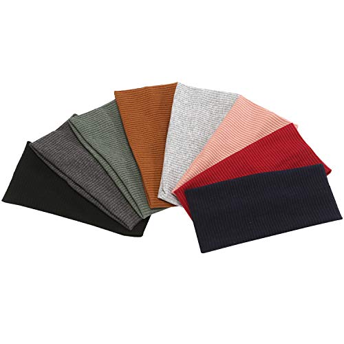 Folora 8 PCS Soft Knitted Cotton Elastic Headbands Yoga Running Sports Facial...