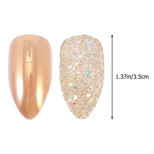 Artificial Nail False Fake Nails: Short Glitter Stiletto Fake Nails Full Cove...