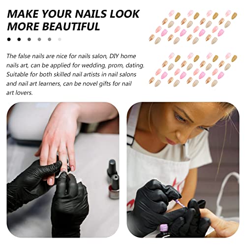 Artificial Nail False Fake Nails: Short Glitter Stiletto Fake Nails Full Cove...