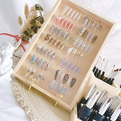 FOMIYES Nail Polish Organizer Wooden Dust- proof Makeup Bottle Holder Essenti...