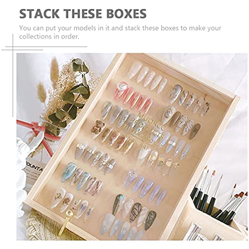 FOMIYES Nail Polish Organizer Wooden Dust- proof Makeup Bottle Holder Essenti...