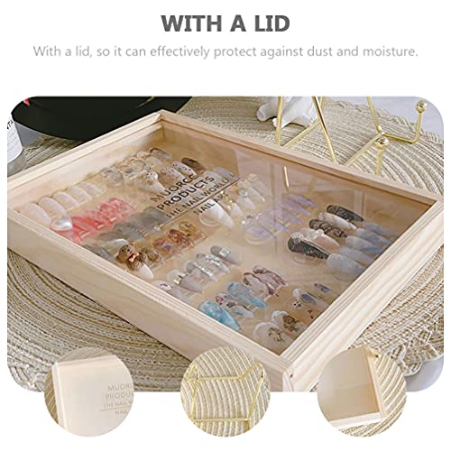 FOMIYES Nail Polish Organizer Wooden Dust- proof Makeup Bottle Holder Essenti...
