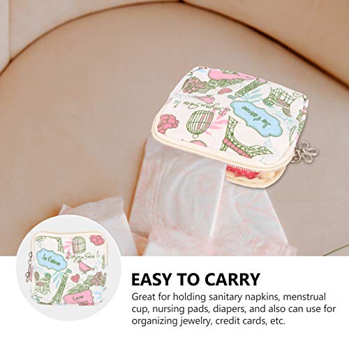 FOMIYES Portable Sanitary Napkin Storage Bag for Purse, Cotton Menstrual Pouc...