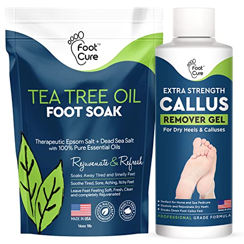 Foot Cure 2-in-1 Professional Foot Spa Kit - Tea Tree Foot Soak with Epsom Sa...