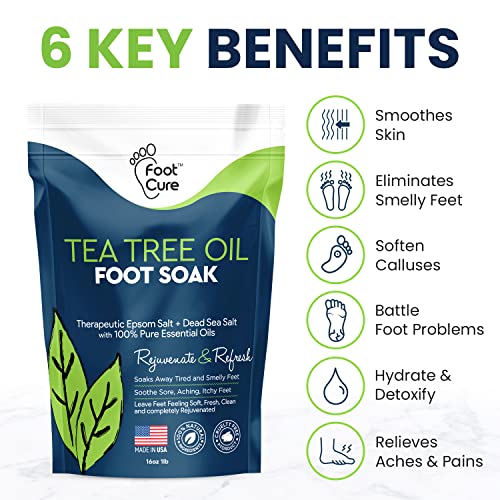 Foot Cure 3-in-1 Professional Foot Spa Kit - Tea Tree Foot Soak With Epsom Sa...