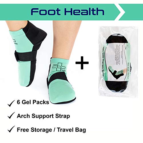 Cold / Hot Therapy Socks - 6 Gel Packs / Pair - Compression Strap Plantar Fac...
