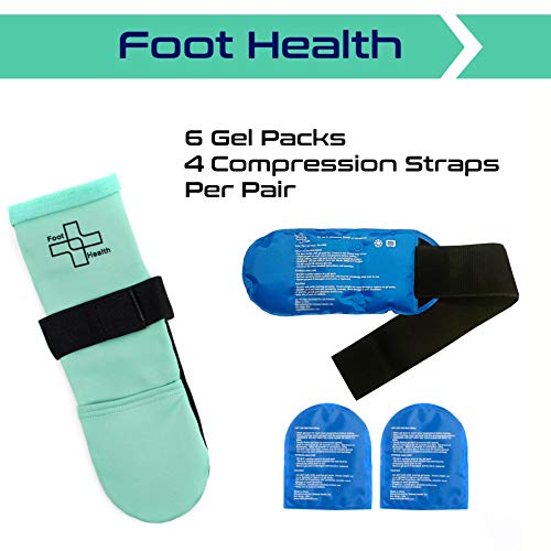 Cold / Hot Therapy Socks - 6 Gel Packs / Pair - Compression Strap Plantar Fac...
