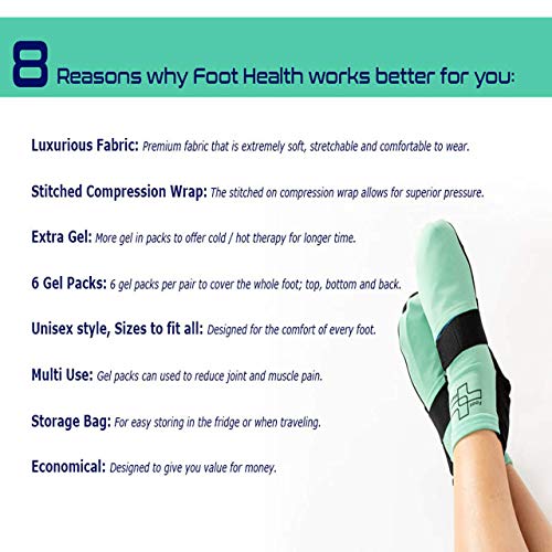 Cold / Hot Therapy Socks - 6 Gel Packs / Pair - Compression Strap Plantar Fac...