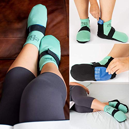 Cold / Hot Therapy Socks - 6 Gel Packs / Pair - Compression Strap Plantar Fac...