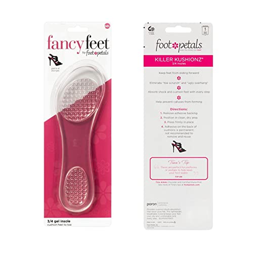 Foot Petals womens Gel 3/4 Insole Comfort Shoe Insert, Gel, No Size M US
