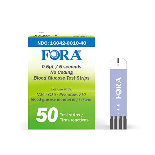 FORA V30 G30 Premium V10 Blood Glucose Test Strips - 50count, Precise Blood S...