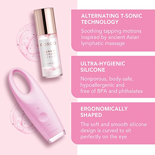 FOREO Iris Illuminating Eye Massager Petal Pink, Targets Dark Circles, Puffin...