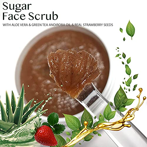 Face Sugar Scrub - Facial and Body Exfoliator for Cellulite - Skin Brightenin...