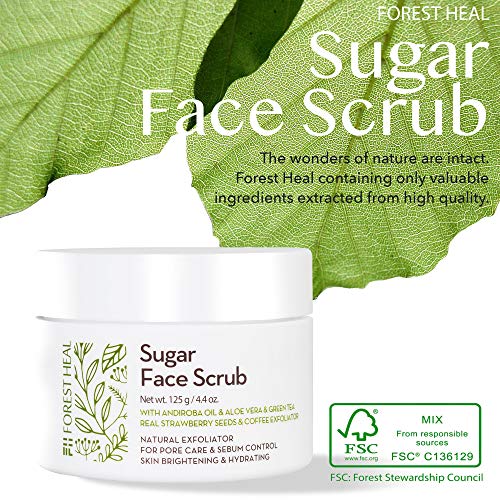 Face Sugar Scrub - Facial and Body Exfoliator for Cellulite - Skin Brightenin...