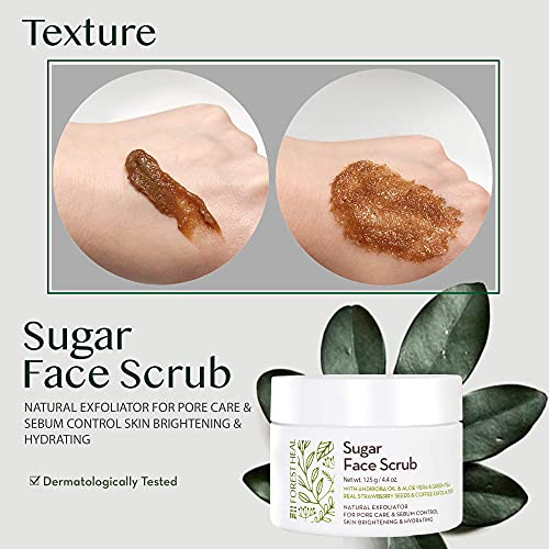 Face Sugar Scrub - Facial and Body Exfoliator for Cellulite - Skin Brightenin...