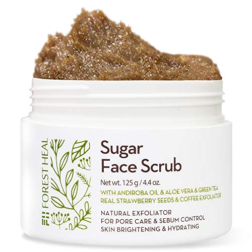 Face Sugar Scrub - Facial and Body Exfoliator for Cellulite - Skin Brightenin...