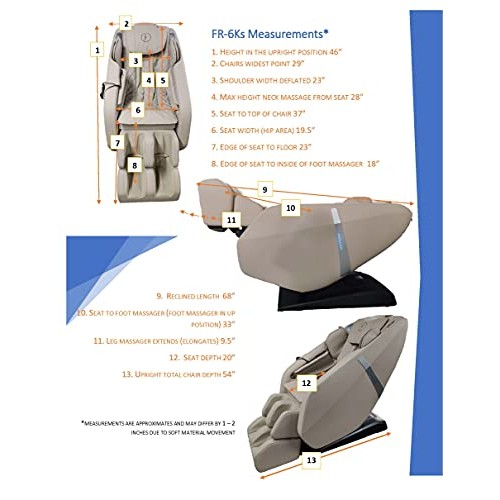 FR-6KSL Massage Chair, Full Body Shiatsu L-Track Rolling System with Built in...