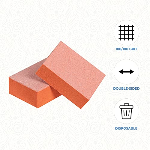ForPro Basics Mini Block Buffer, Orange/White, 100/180 Grit, Double-Sided Dis...