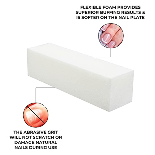 ForPro Buffing Block, Super White, 180/240 Grit, Four-Sided Manicure and Pedi...