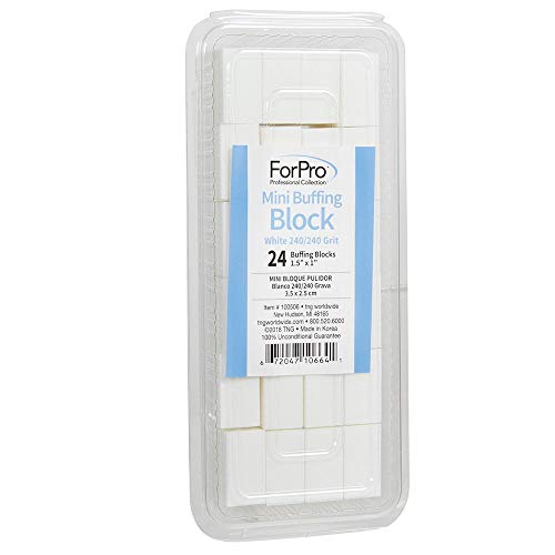 ForPro Mini Buffing Block, White, 240/240 Grit, Double-Sided Manicure and Ped...