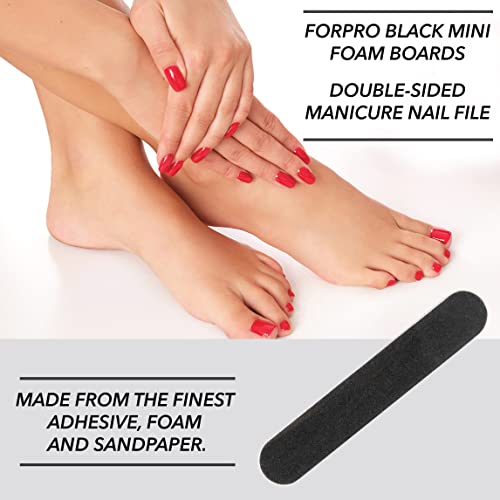 ForPro Mini Foam Board, Black, 100/180 Grit, Double-Sided Manicure Nail File,...