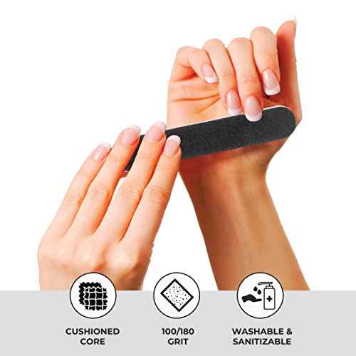ForPro Mini Foam Board, Black, 100/180 Grit, Double-Sided Manicure Nail File,...