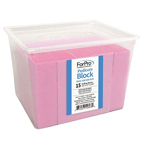 ForPro Pink Three-Sided Pedicure Block - 100/180 Grit - Three-Sided Pedicure ...