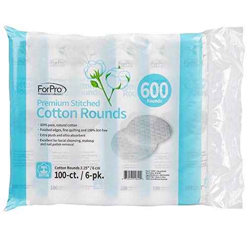 ForPro Premium Stitched Cotton Rounds, 100% Pure Cotton Pads for Removing Mak...