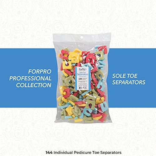 ForPro Sole Toe Separators, Assorted Colors, Individual Pedicure Toe Separato...