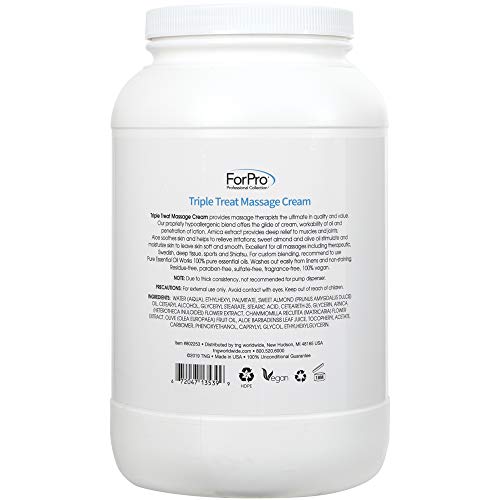 ForPro Triple Treat Massage Cream, Fragrance-free, Hypoallergenic, 100% Vegan...