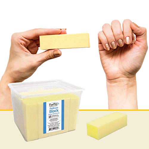 ForPro Yellow Pedicure Block, 220/220 Grit, Three-Sided Pedicure Nail Buffer,...