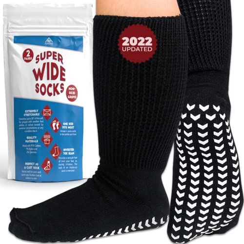 Extra Wide Socks for Swollen Feet - Extra Wide Bariatric Socks, Non Slip Cast...