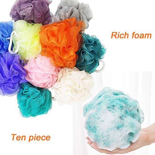 10-Pack Bath Loofah Shower,Colorful Exfoliating Body Scrubber,Mesh Pouf Body ...