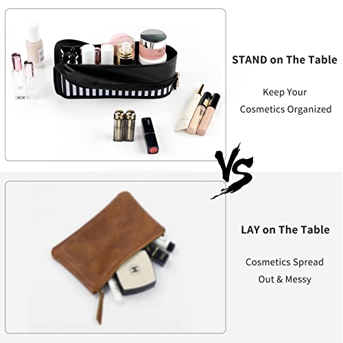 Small Makeup Bag, Waterproof Cosmetic Bag, Foldable Vertical Makeup Pouch for...