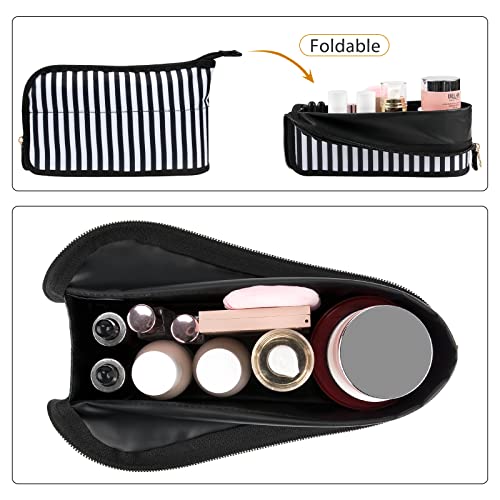 Small Makeup Bag, Waterproof Cosmetic Bag, Foldable Vertical Makeup Pouch for...