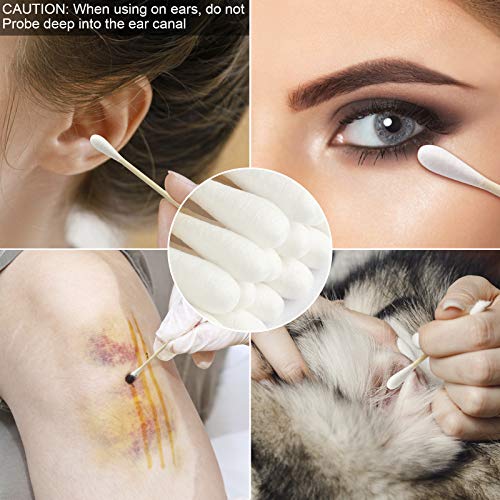 Organic Bamboo Cotton Swabs 400 Count - Pointy/Round Head Natural Eco Friendl...