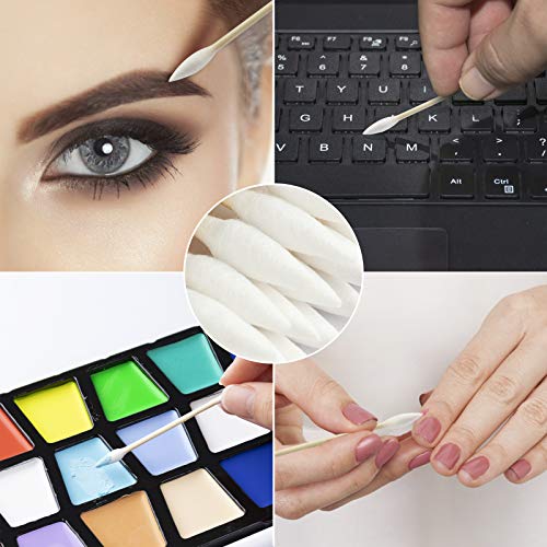 Organic Bamboo Cotton Swabs 400 Count - Pointy/Round Head Natural Eco Friendl...