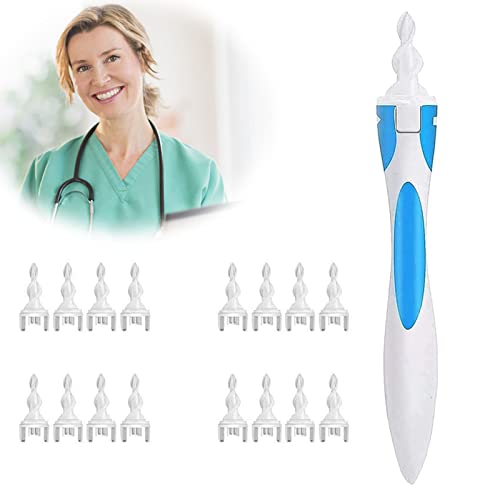 Earwax Silicone Remover with 16 Soft Replaceable Heads, Spiral Ear Wax Remova...