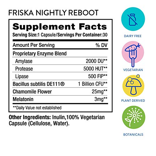 FRISKA Nightly Reboot | Digestive Enzymes and Probiotics Supplement | Promote...