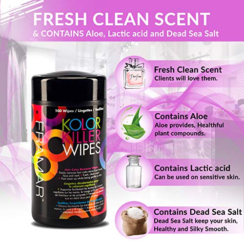 Framar Kolor Killer Wipes – Hair Dye Remover, Hair Color Remover – Wipes Disp...